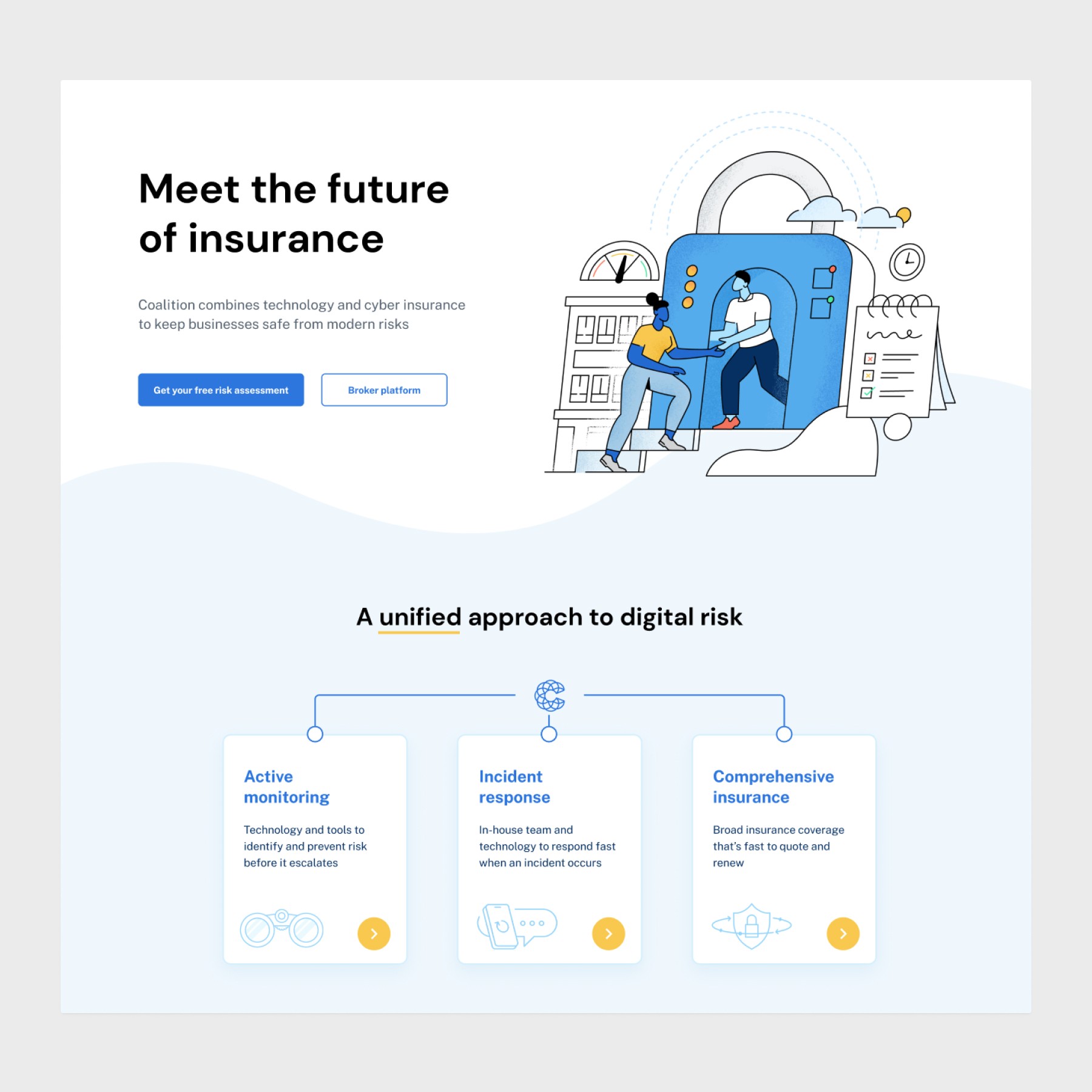 A Coalition marketing page before the redesign