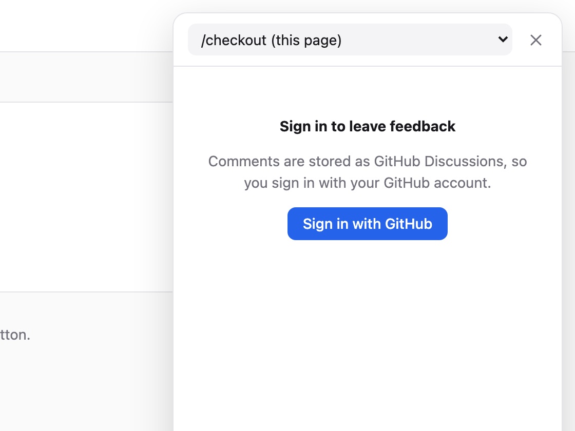 The comments panel asking the reviewer to sign in with GitHub