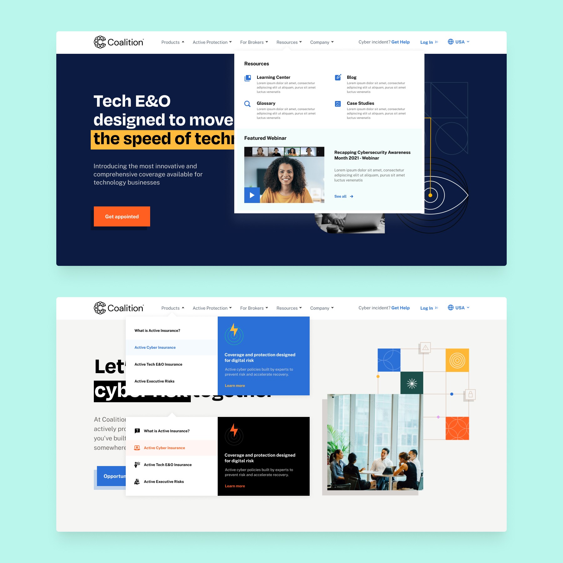 A redesigned Coalition marketing page